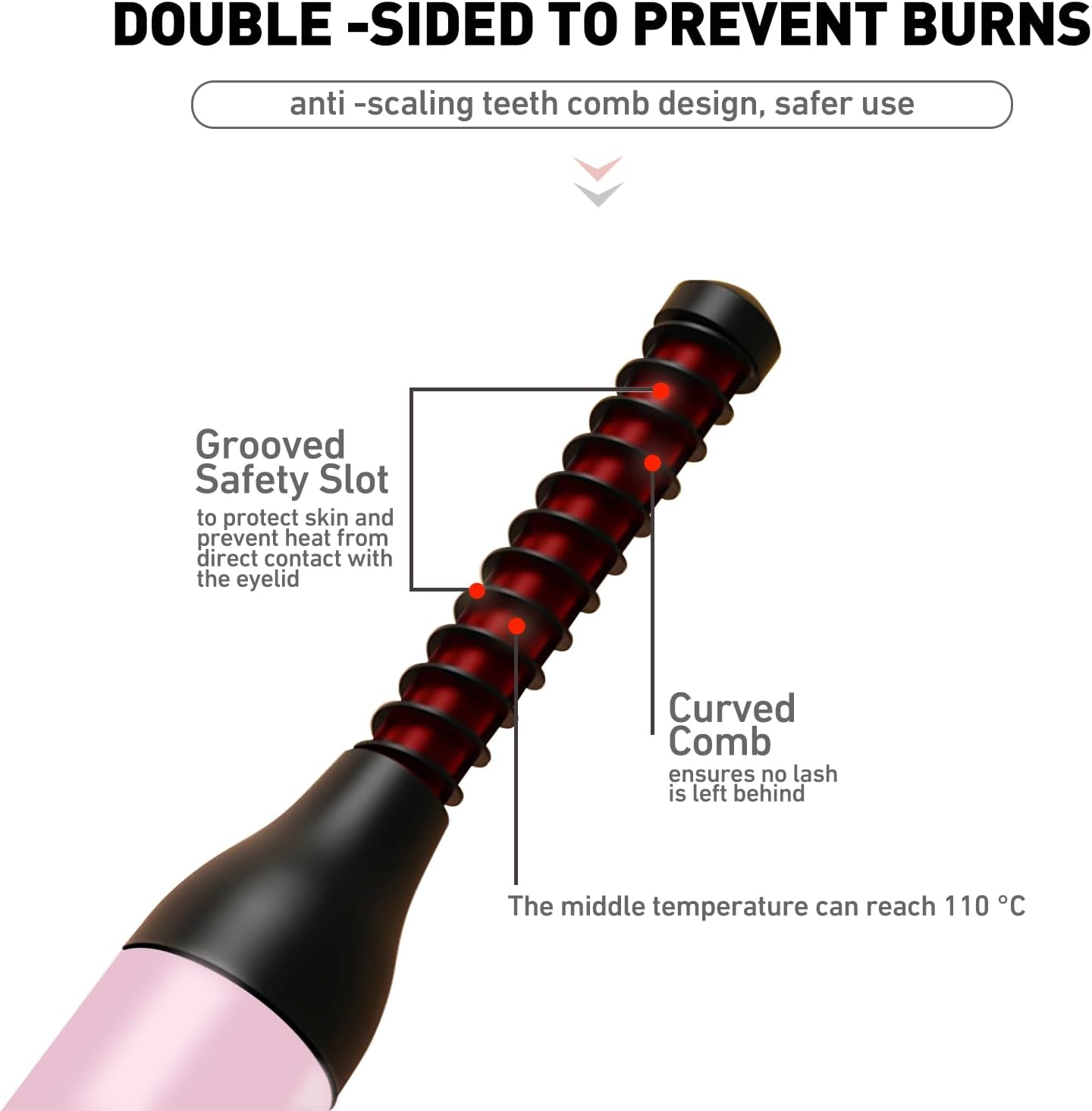 Heated Eyelash Curlers-Electric Eyelash Curler for Makeup Tools USB Rechargeable,Fast Heat up Within 10s - 24 Hours Long Lasting (Pink)