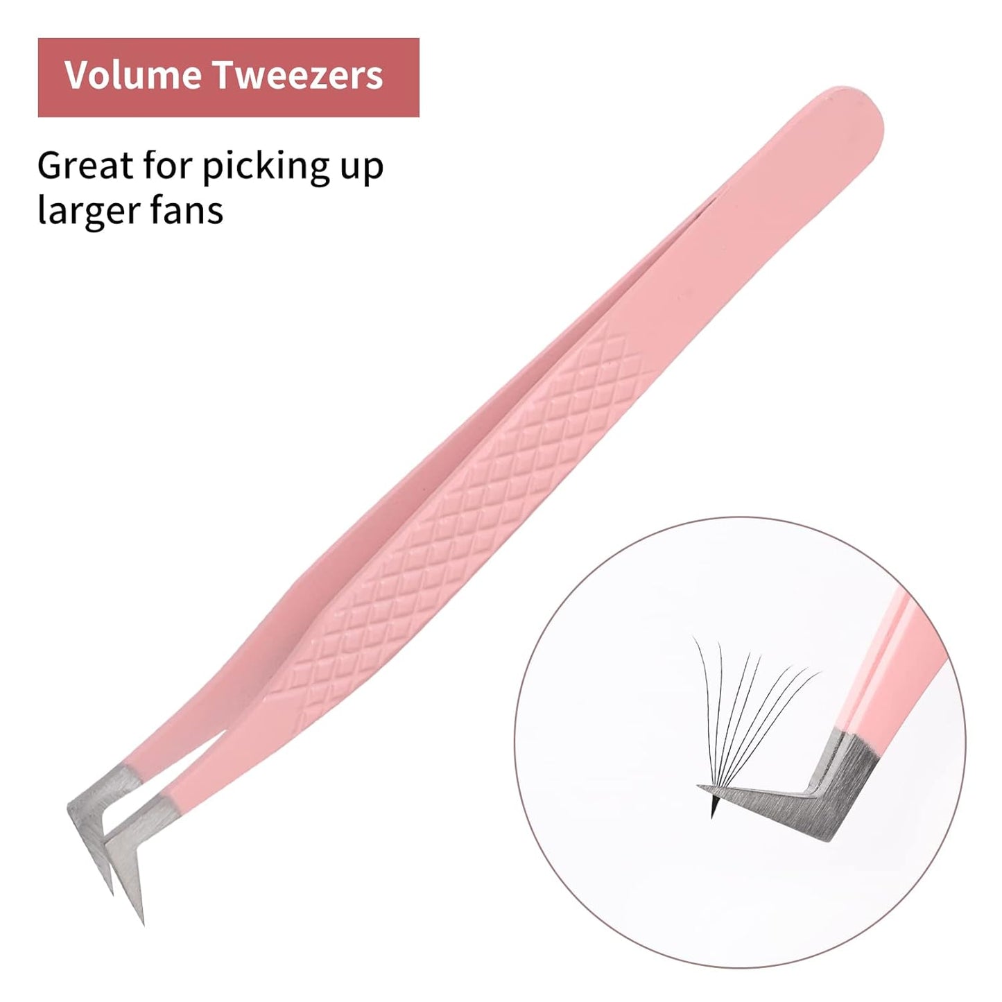 Lash Extension Tweezers Stainless Steel Volume Lash Tweezers Curved Precision Tweezers 90 Degree Angle Boot Great for Larger Fans Eyelash Extension Tweezers Professional