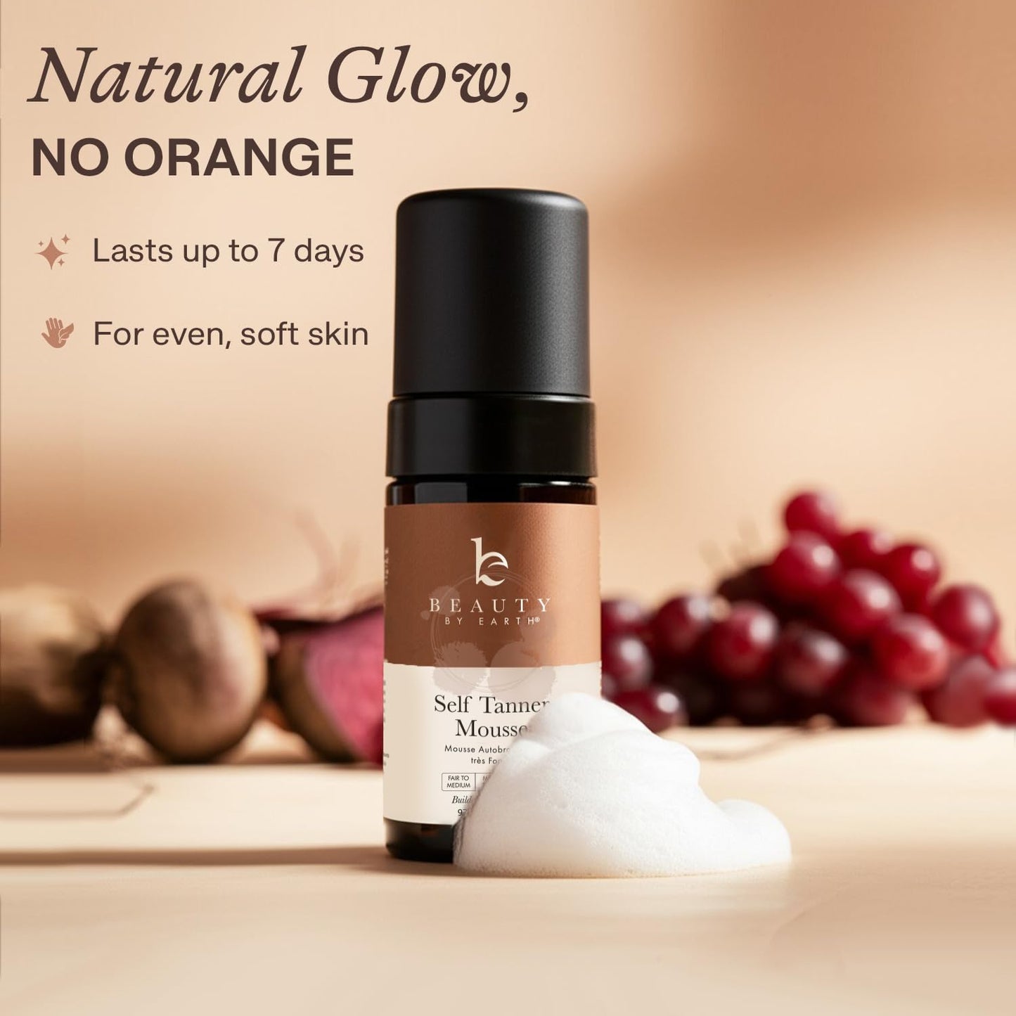 Self Tanner Mousse - USA Made with Natural & Organic Ingredients, Self Tanning Mousse Foam for Ultra Dark Fake Tan, Non Toxic Sunless Tanner for Darkest Streak Free Finish & Natural Looking Tan