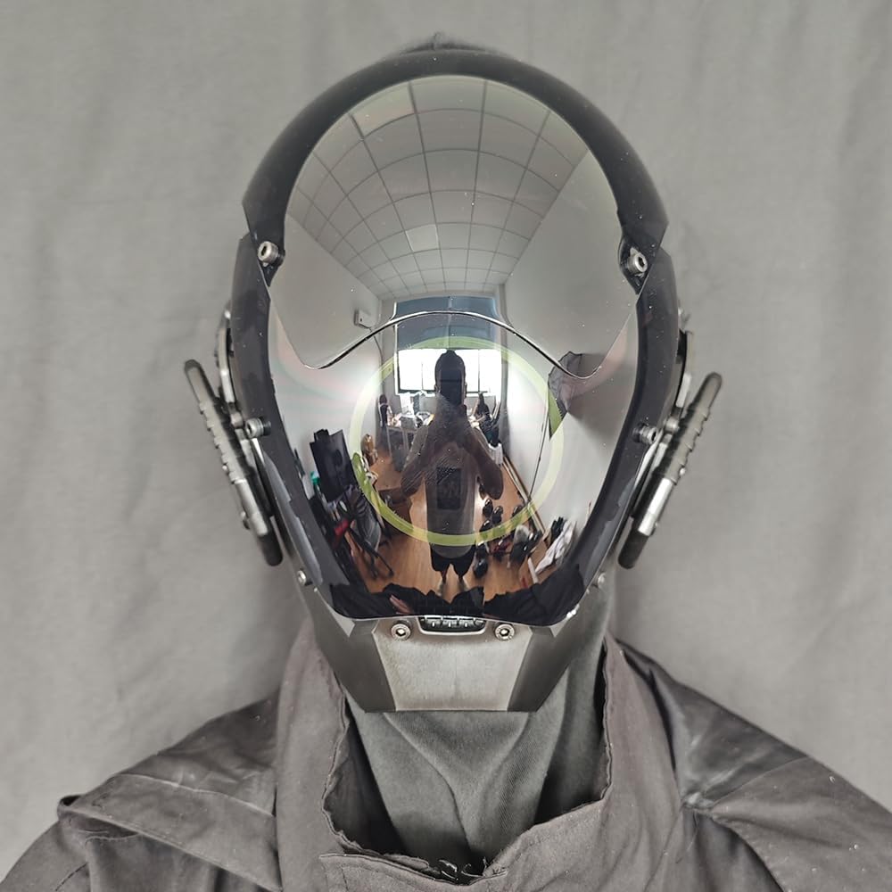 KYEDAY Punk Mask Cosplay for Men, LED Round Light Mask for Women Cosplay Halloween Fit Party Music Festival Accessories