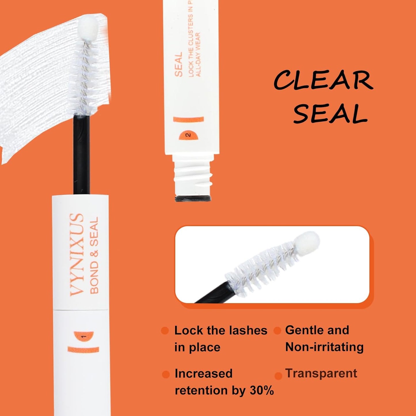 Lash Glue for Eyelash Clusters 2-IN-1 Lash Bond and Seal Waterproof Eyelash Glue DIY Lash Cluster Glue Individual Lash 72H+ DIY at Home 10ml