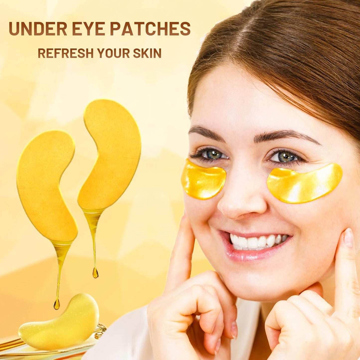 100 Pairs/200PCS 24K Gold Eye Mask Patches, Collagen Under Eye Mask for Dark Cirlce, Puffiness, Refresh, Revitalizing, Travel, Wrinkles, Eye Patches for Women & Men