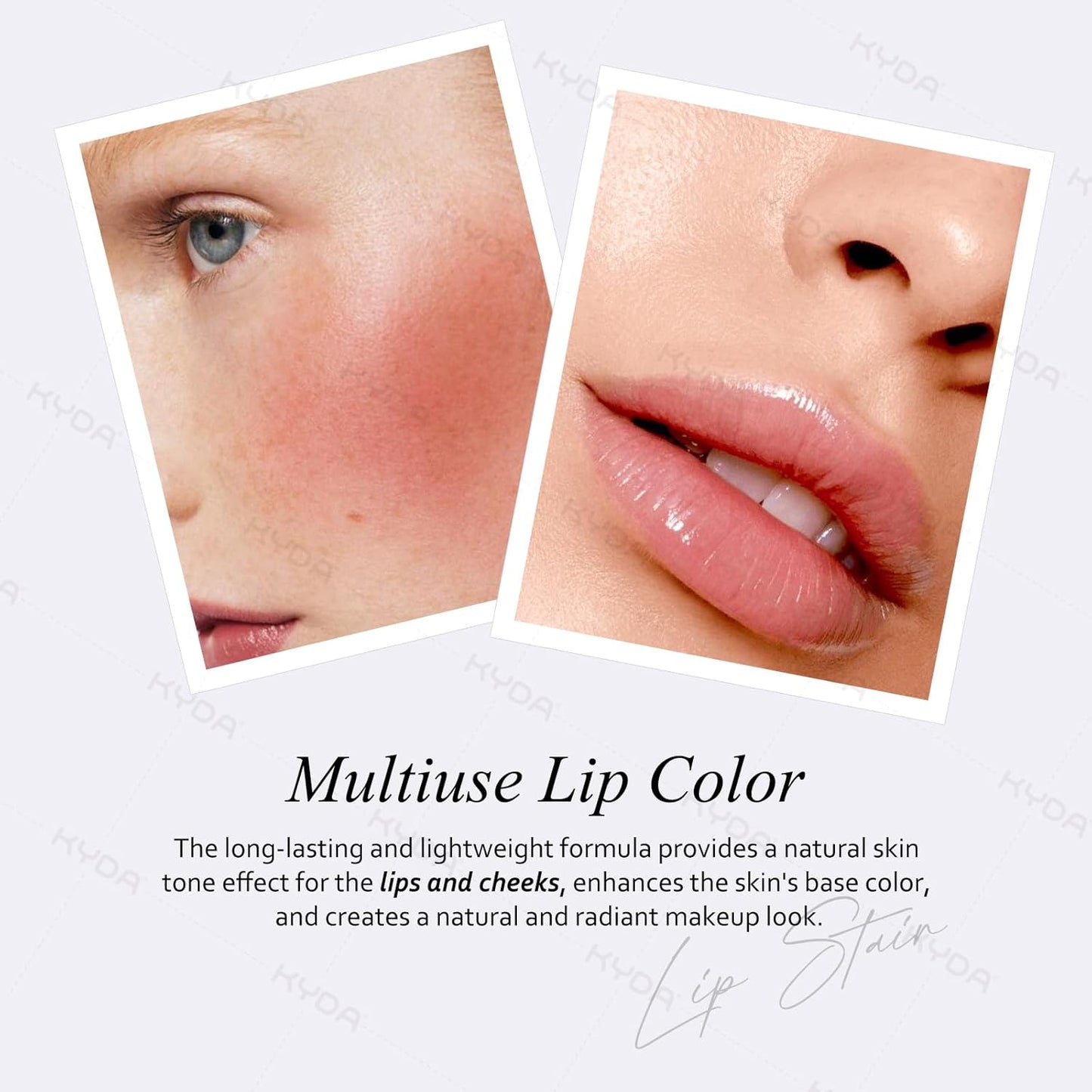 KYDA PH-Activated Lip and Cheek Stain, PH Color Changing Formula for Lasting Custom Lip Color, Keep Lips Soft and Moisturizing with Avocado Oil, Multiuse Color Balm, WHITE