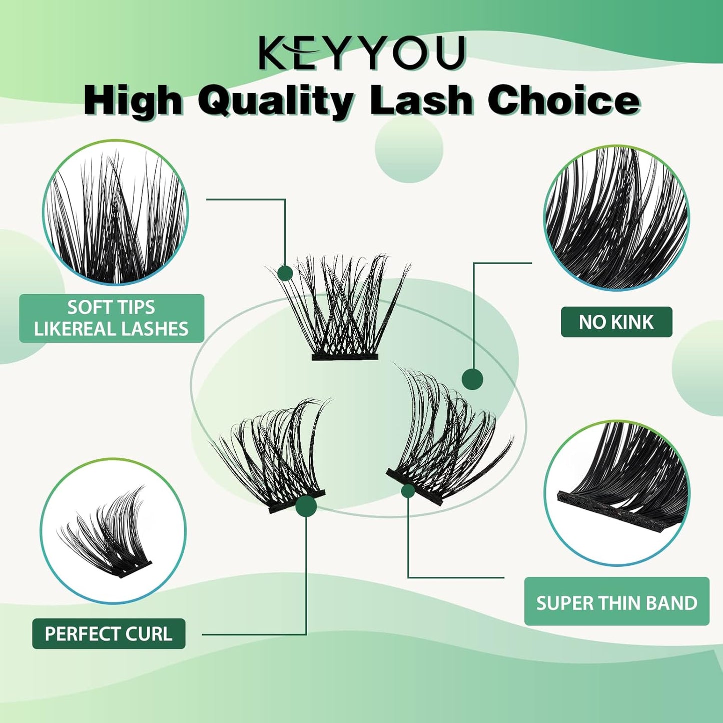 Lash Clusters,96 Pcs Cluster Lashes D Curl 10mm DIY Lash Extensions Eyelash Clusters,KEYYOU Volume Wispy Individual Lashes Soft&Comfortable Easy DIY at Home(Y06,D-10mm)