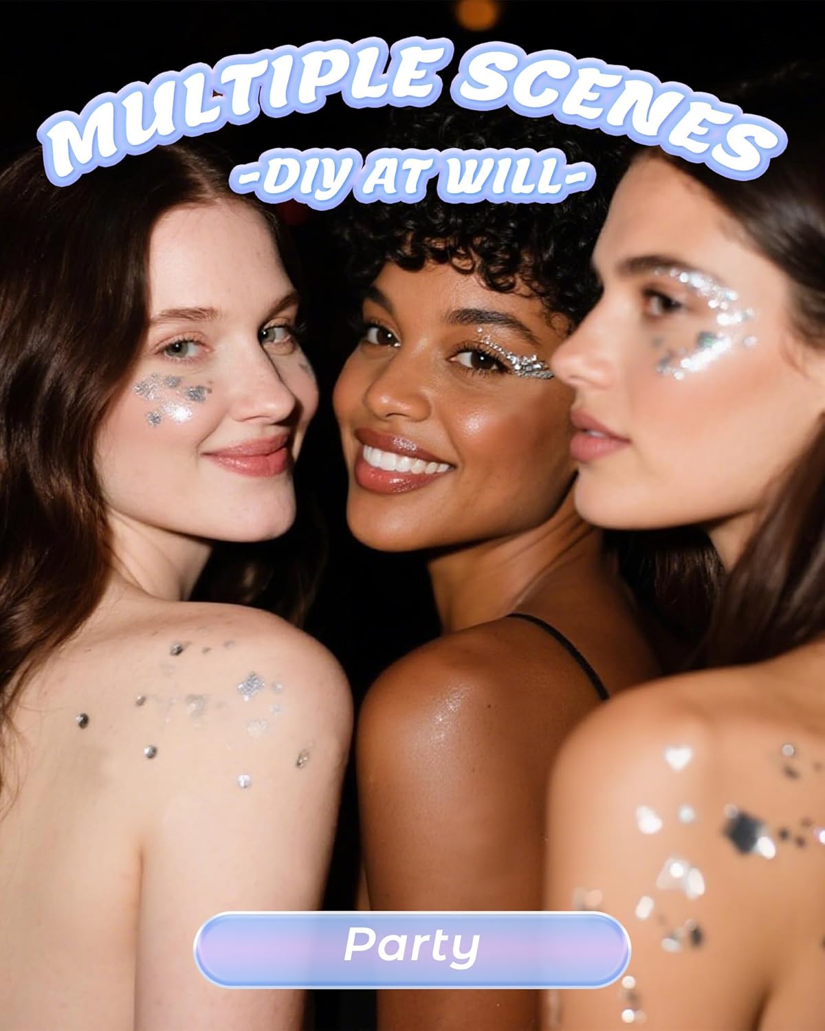 6PCS Silver Face Body Glitter Gel,Holographic Chunky Sequins Body Glitter Paint for Party Singer Concerts Music Festival Rave Accessories for Girls Women Face Body DIY Sparkling Makeup