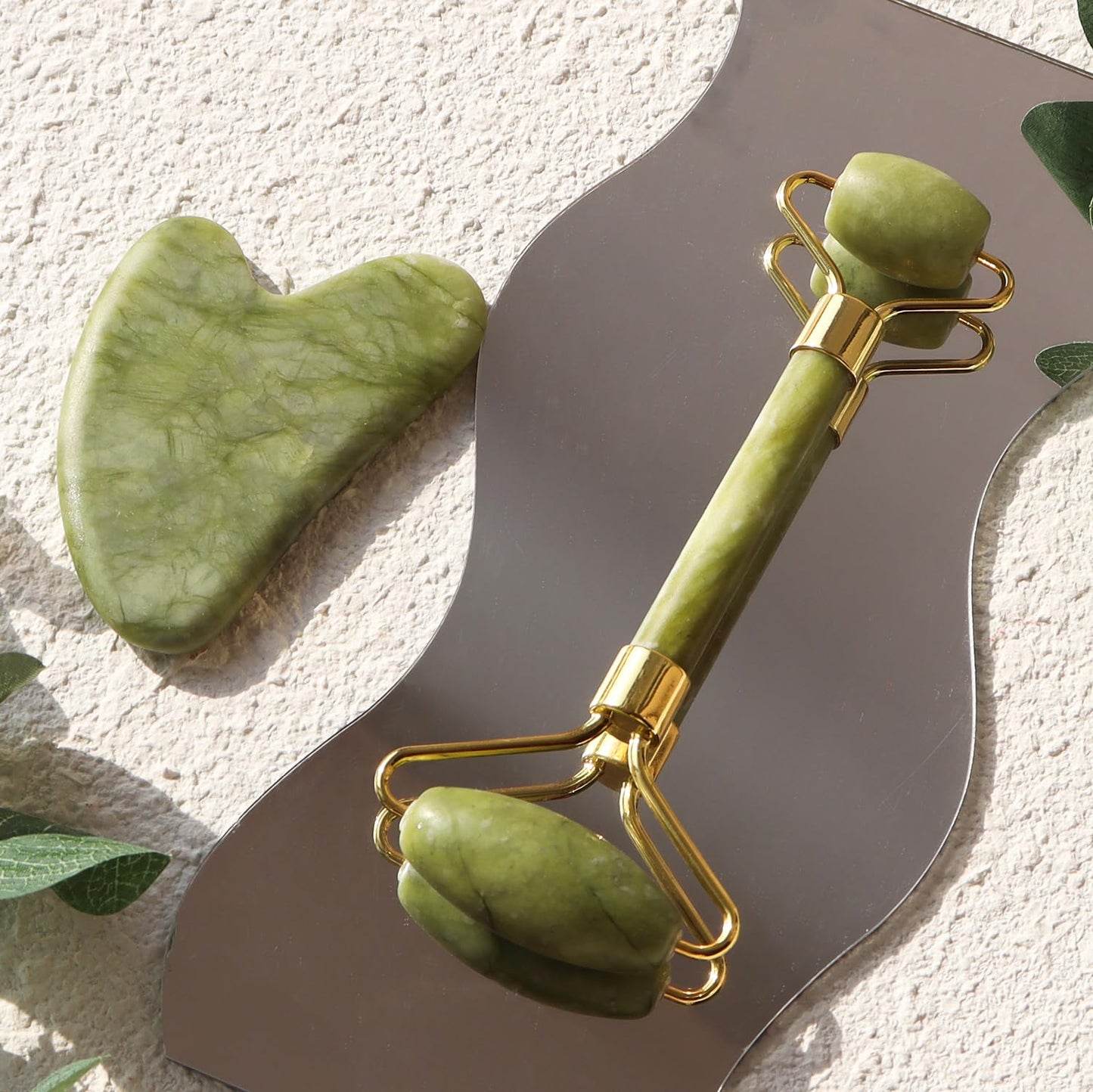 huefull Genuine Jade Roller & Gua Sha Set for Face, Cooling & Firming Effect, Sculpting Tool for Jawline & Skin Care, Self-Care Gift for Women & Men
