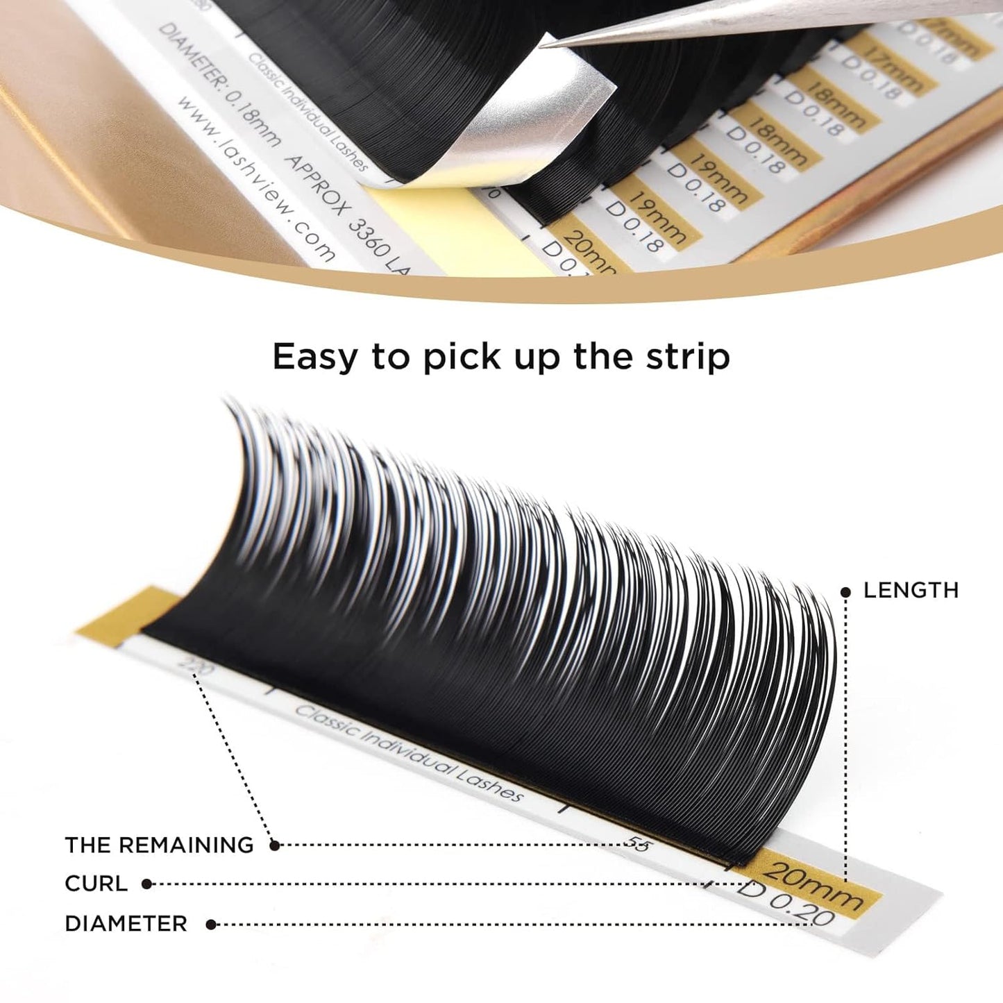 LASHVIEW Individual Eyelash Extensions, Premium Mink Lashes, 0.15 Thickness C Curl 11mm, Soft Application-Friendly, Natural Semi Permanent Eyelashes