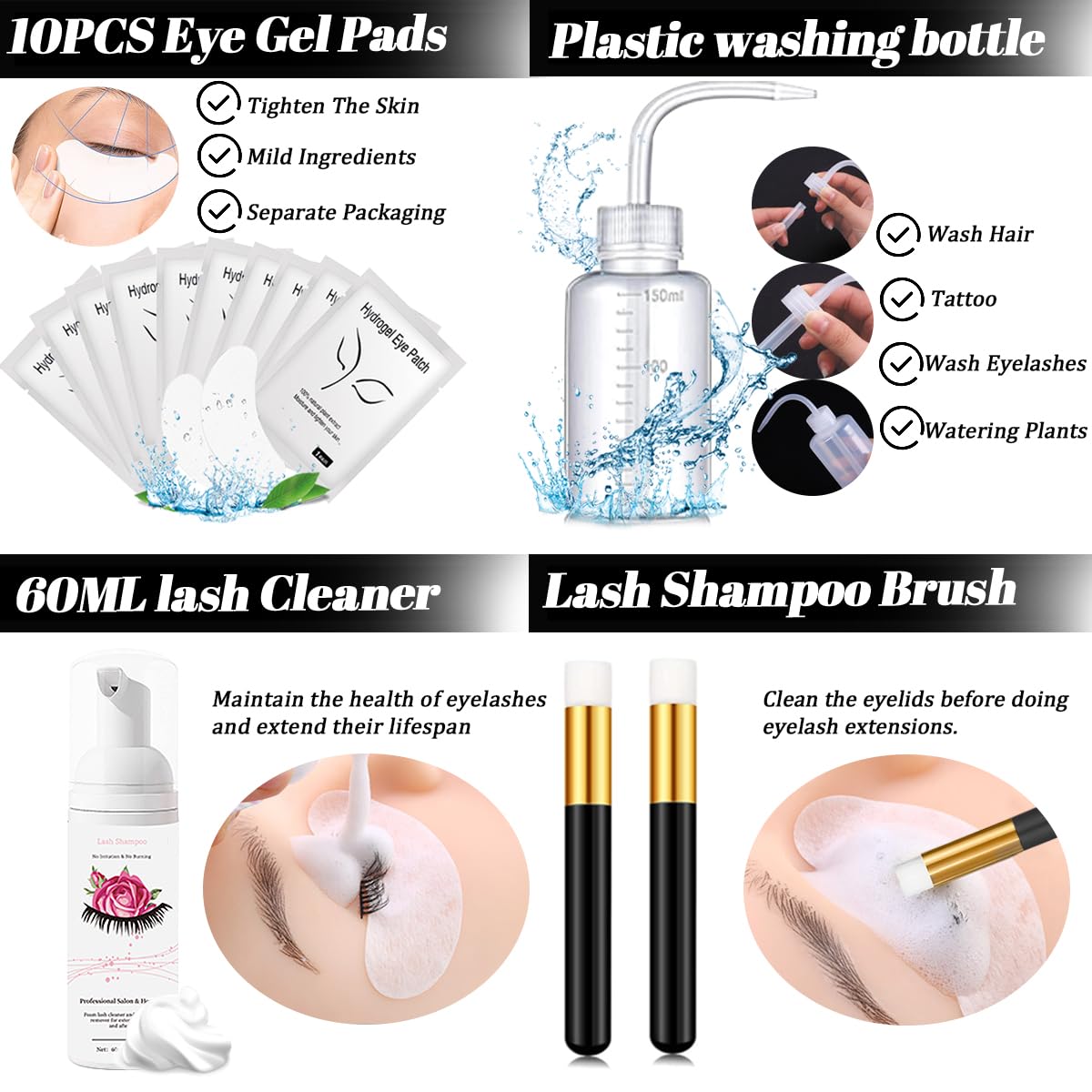 Lash Extension Kit for Beginners Lash Mannequin Head with Replaced Eyelids False Eyelashes Practice Eyelash Strips Facial Mister Tweezers Glue USB Fan Professional Set