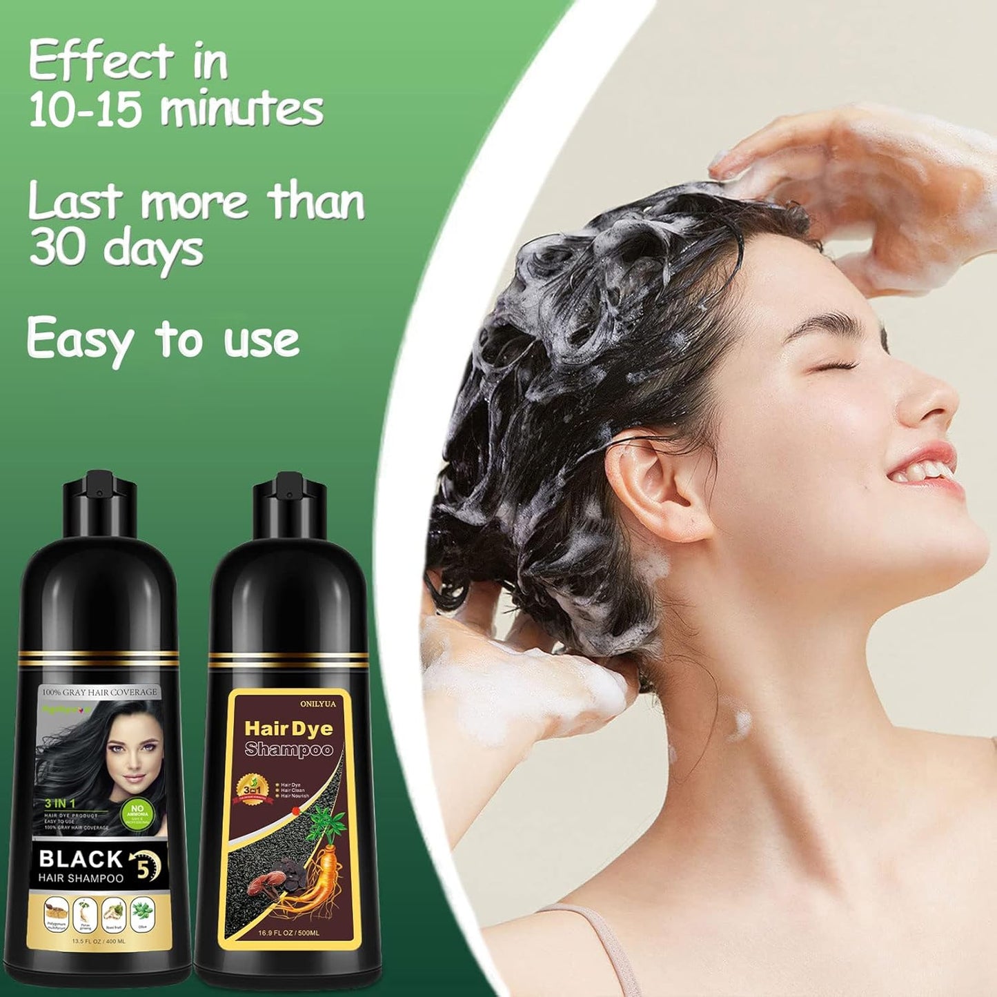 Hair Dye Shampoo 3 in 1, Light Brown Hair Dye 16.9 FL Oz, Hair Shampoo, Semi-Permanent Hair Color Shampoo, Lasts 30 Days (Light Brown)