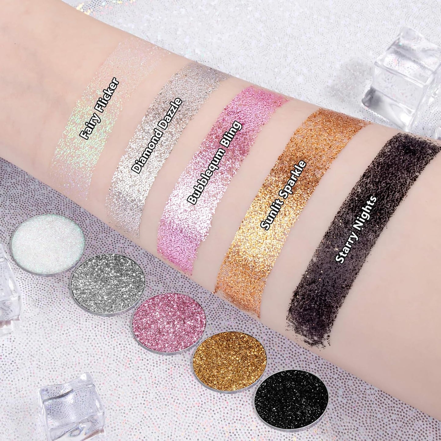 Chunky Glitter – White Pressed Glitter for Eyes, Lips, Face & Body – Long-Lasting Sparkle for Festival, Party, Cosplay, Makeup Looks – Layer as Eyeshadow Topper (Fairy Flicker)