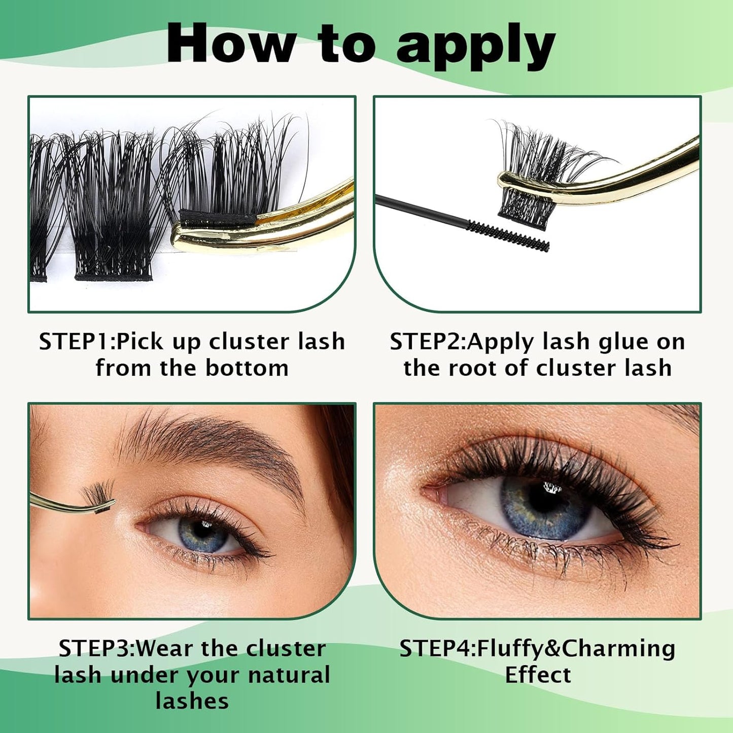 Lash Clusters 96 Pcs Cluster Lashes D Curl 10mm DIY Lash Extensions Eyelash Clusters KEYYOU Volume Wispy Individual Lashes Soft&Comfortable Easy DIY at Home(Y04,D-10mm)