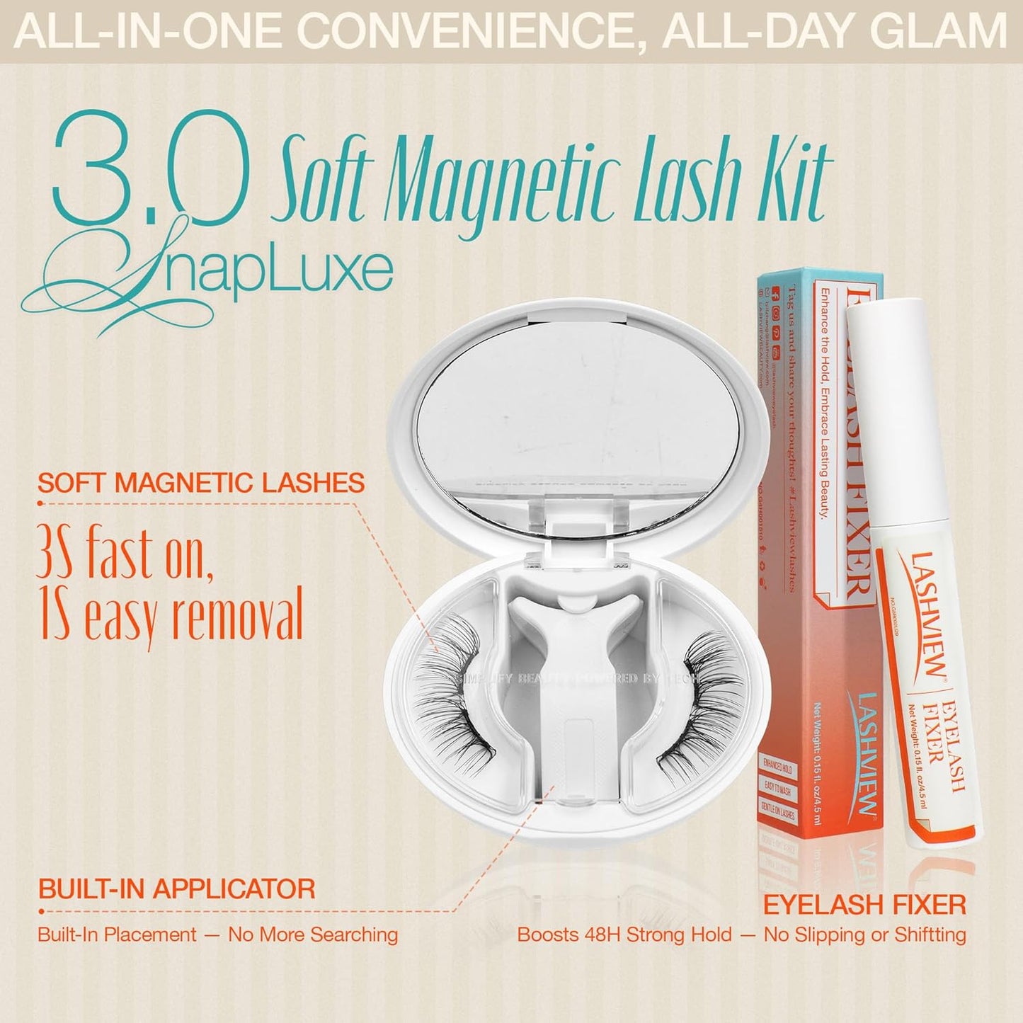 LASHVIEW Magnetic Eyelashes with Applicator, Soft Magnetic Lashes Natural Look Comfortable & Secure Fit Easy to Apply Reusable(XYT14)