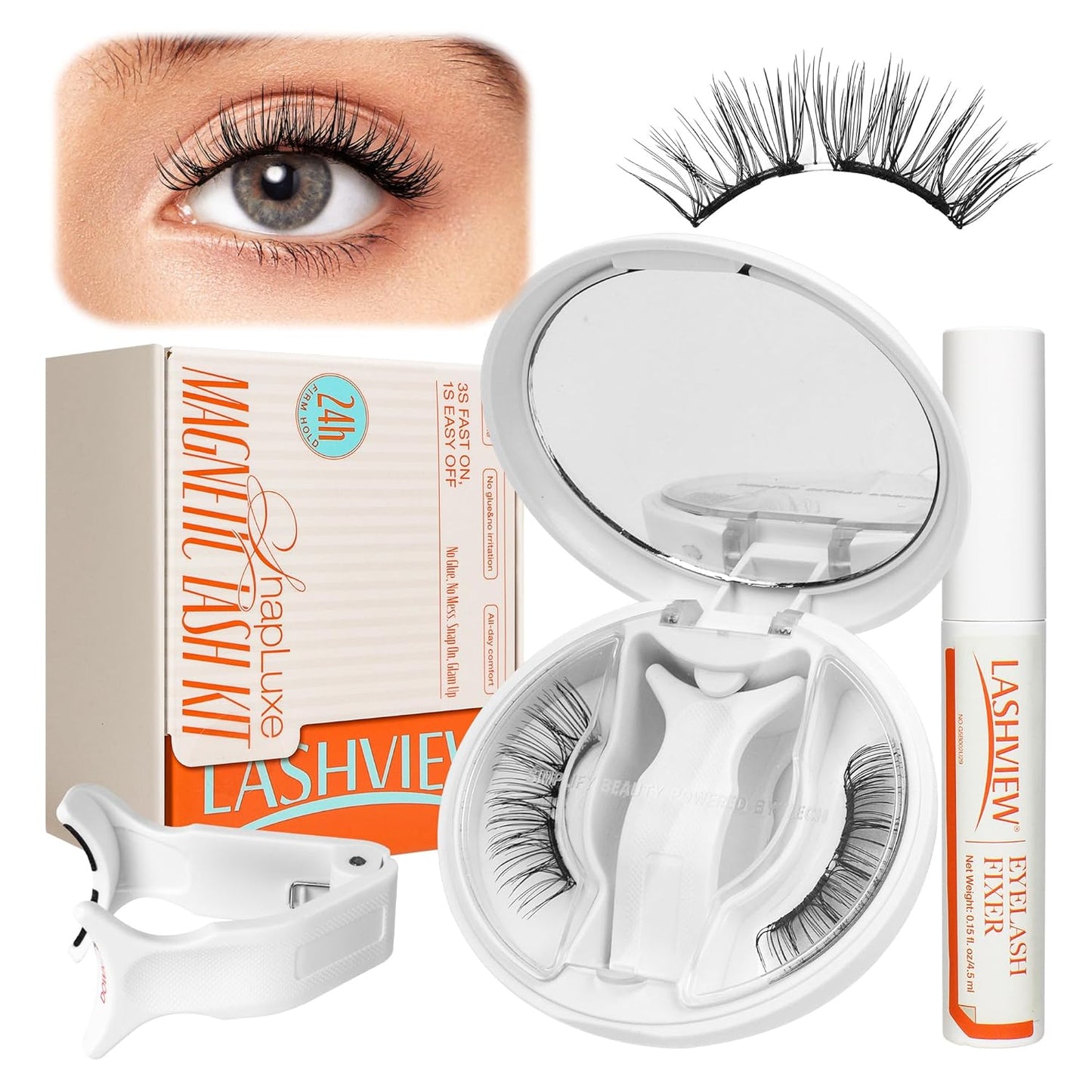 LASHVIEW Magnetic Eyelashes with Applicator, Soft Magnetic Lashes Natural Look Comfortable & Secure Fit Easy to Apply Reusable(XYT14)