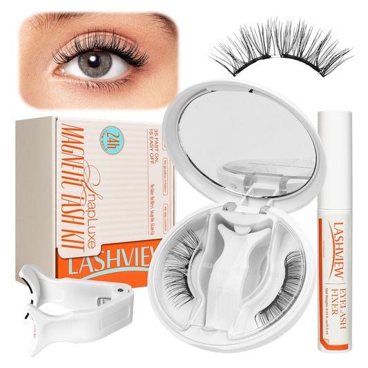 LASHVIEW Magnetic Eyelashes with Applicator, Soft Magnetic Lashes Natural Look Comfortable & Secure Fit Easy to Apply Reusable(XYT14)