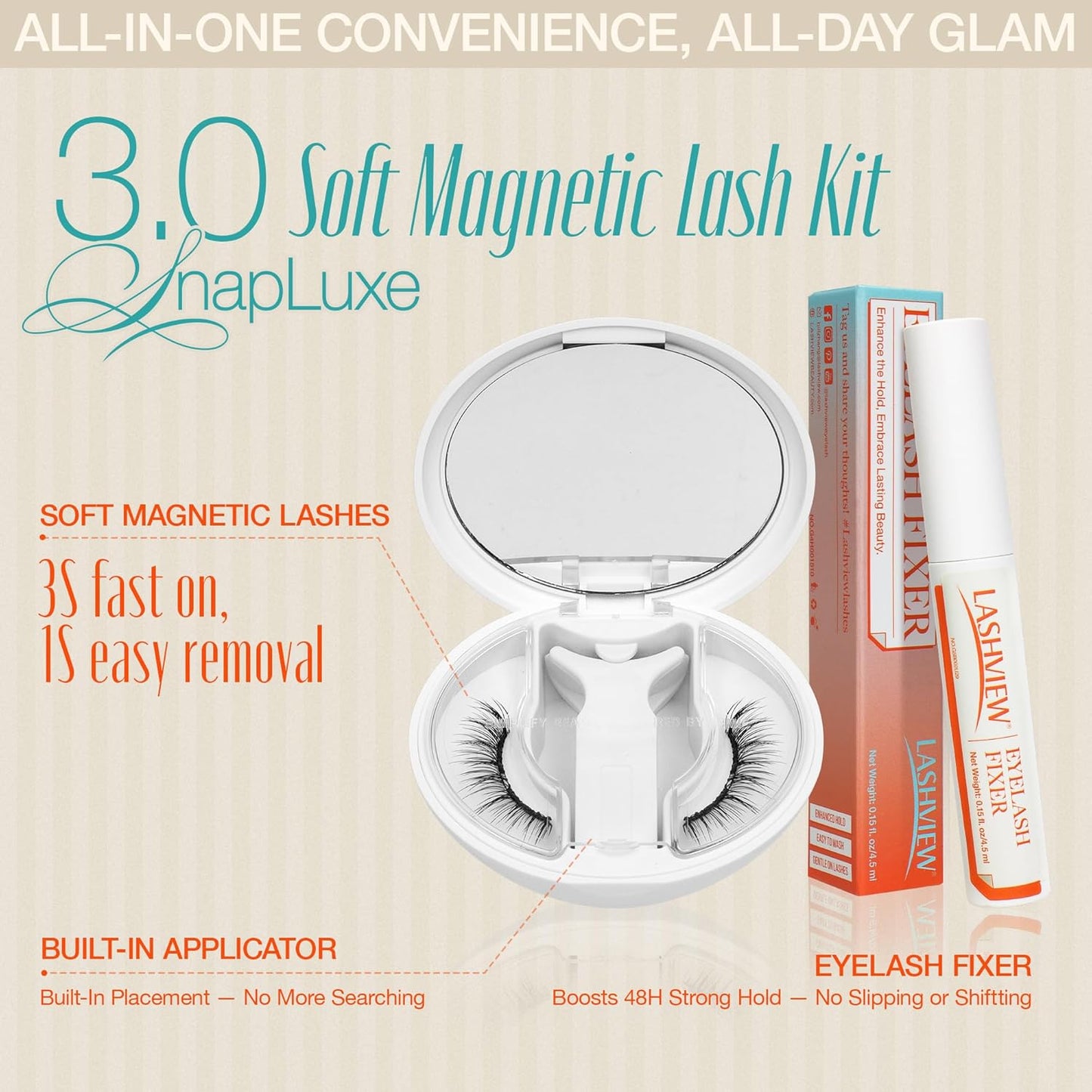 LASHVIEW Magnetic Eyelashes with Applicator, Soft Magnetic Lashes Natural Look Comfortable & Secure Fit Easy to Apply Reusable(XYT01)