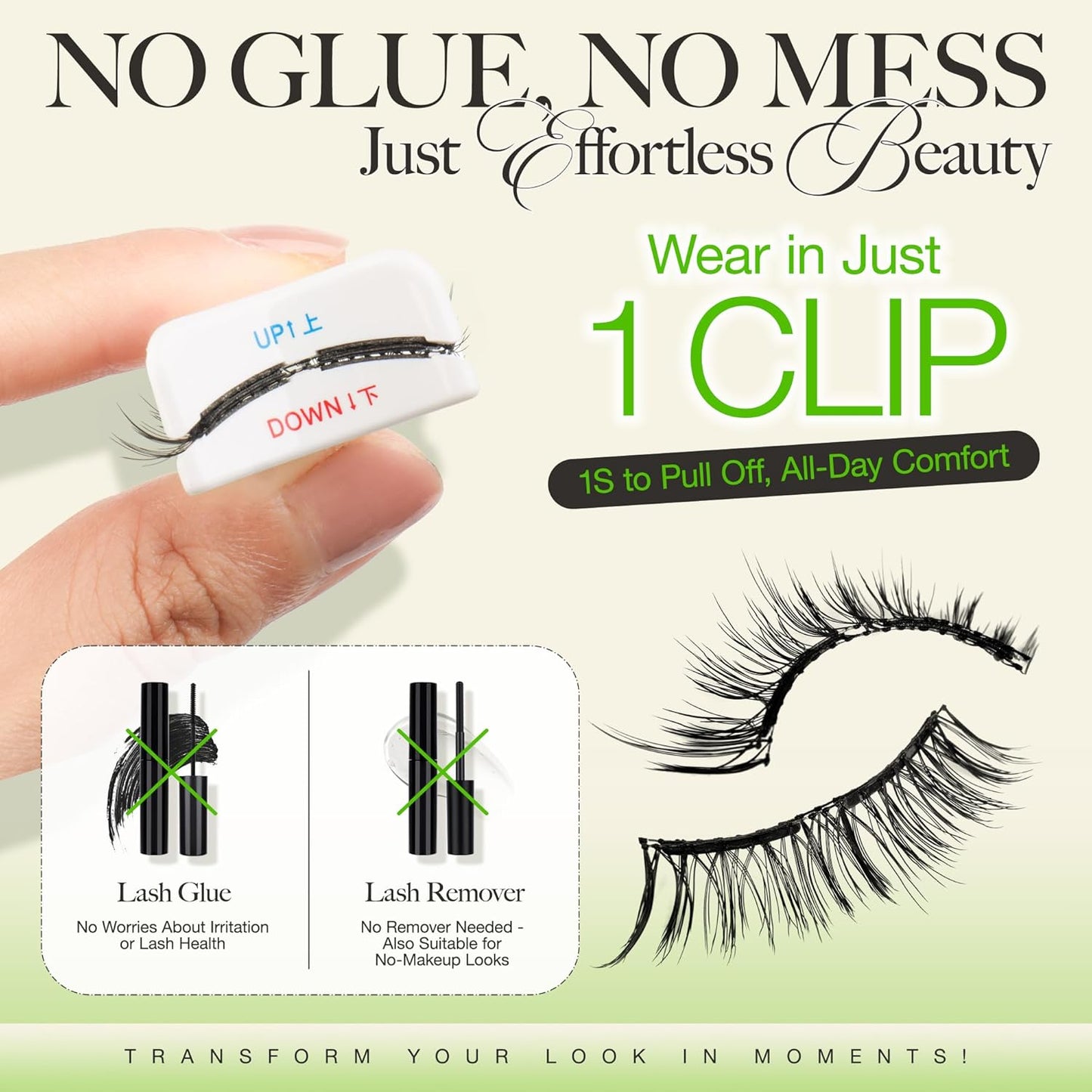 LASHVIEW Magnetic Eyelashes with Applicator, Reusable Soft Magnetic Eyelashes Natural Look, No Glue Needed, Windproof & Waterproof for All-Day Comfort (L02)