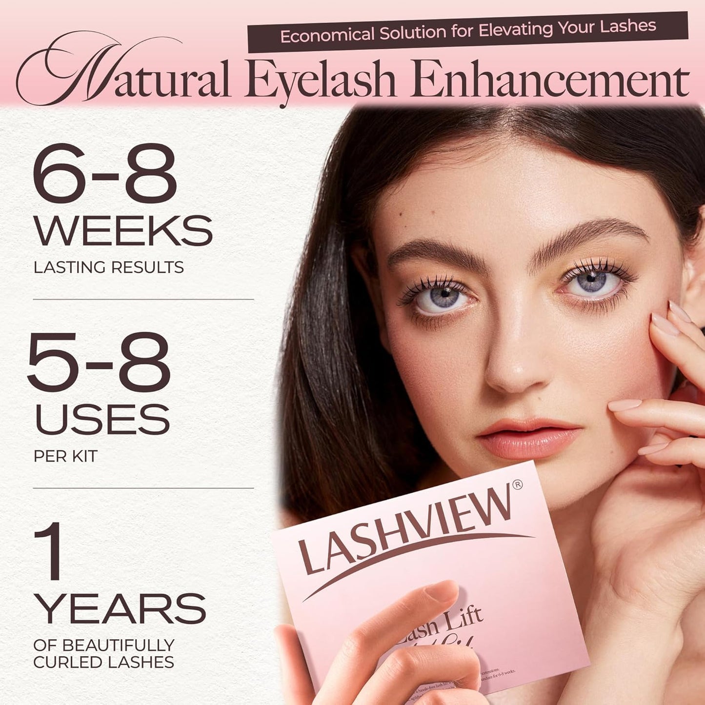 LASHVIEW Lash Lift Kit, Eyelash Perm Kit, Professional Eyelash Curling Lash Extension Set,Lash Curling, Semi-Permanent Curling Perming Wave Suitable for Salon(5PCS)