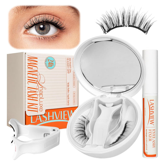 LASHVIEW Magnetic Eyelashes with Applicator, Soft Magnetic Lashes Natural Look Comfortable & Secure Fit Easy to Apply Reusable(XYT01)