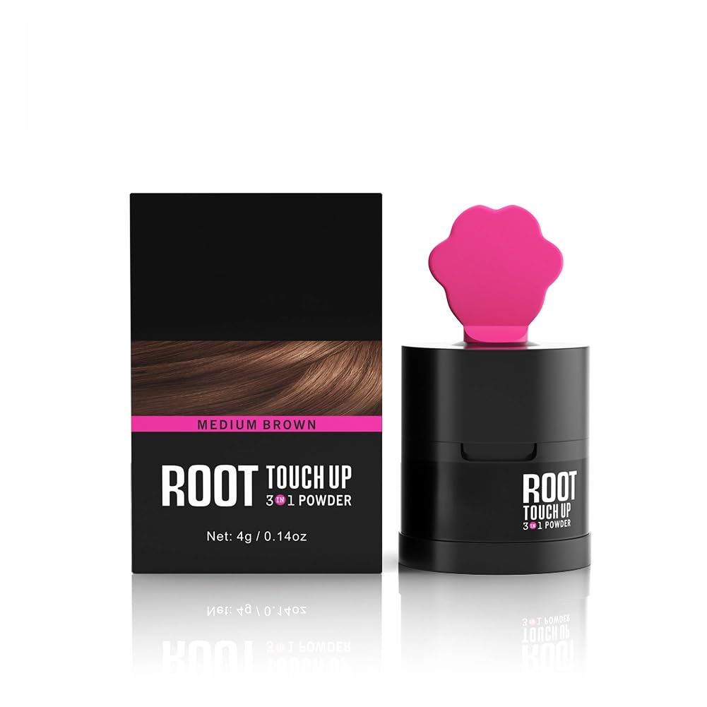 Gowwim Hairline Powder 2.0, Waterproof and Sweatproof Root Touch up Hair Color Temporary Grey Hair Coverage Touch up Hairline Powder for Women & Men Medium Brown