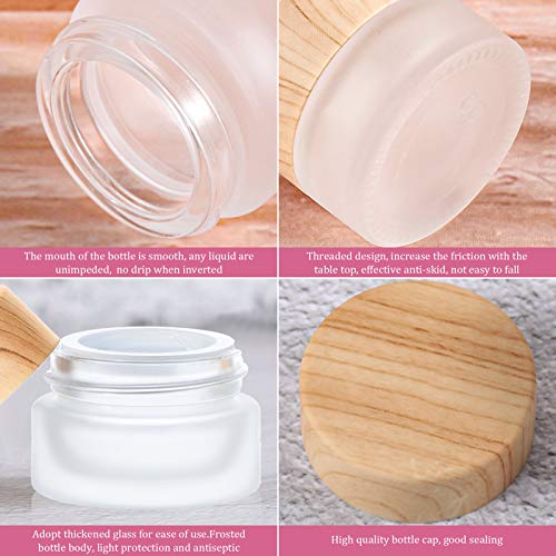 Geiserailie 10 Pieces Glass Cosmetic Containers Empty Sample Jars with Leak Proof Lids Makeup Sample Containers for Lotion Cream Cosmetic (50 Gram)