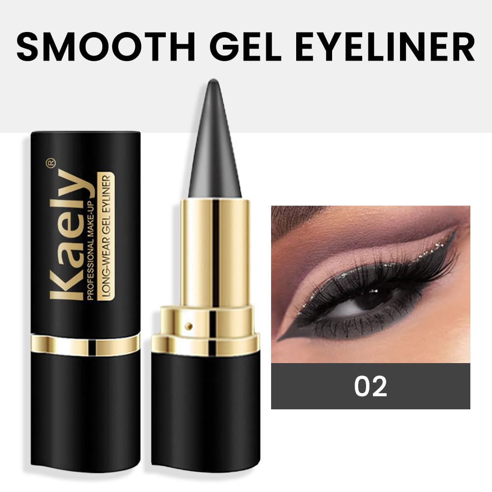 Kaely Gray Gel Eyeliner Pencil,Waterproof Smudge Proof Eye Liner Pen,Cat Eye Goth Halloween Makeup,Eye Black Face Paint Lipstick Crayon,Color Colorful Eyeliner Eyeshadow Stick,02
