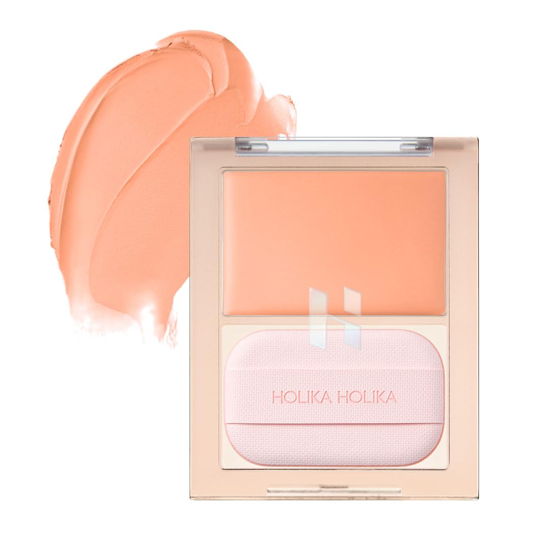 HOLIKA HOLIKA Colored Milk Cream Blush 01 CUTIE PIE: Glowing, Natural Makeup, Glossy Finish, Soft, Creamy Dough like texture, Shimmer, Radiant, Plumping, Cheek, Lightweight, Clean, Buildable