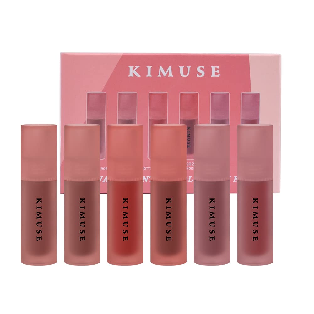 KIMUSE Water Gel Lip Tint 6 Colors Set, Highly Pigmented Long Lasting Moisturizing Glossy Lip Stains, Hydrate Lightweight Lip Gloss Makeup