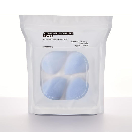 JUNO & Co. Microfiber Makeup Sponge Set 4-Pack, Dual Layer Technology and Airbrushed Complexion Finish, Makeup Blender for Foundation, Powder and Cream