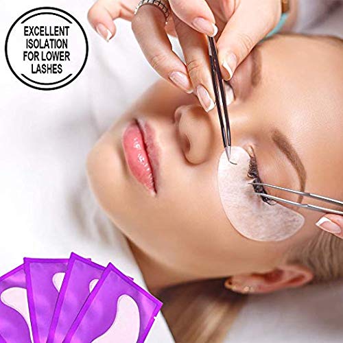 100 Pairs Eyelash Extension Gel Patches, Lash Extensions Hydrogel Under Eye Pads Beauty Eye Mask supplies(purple)