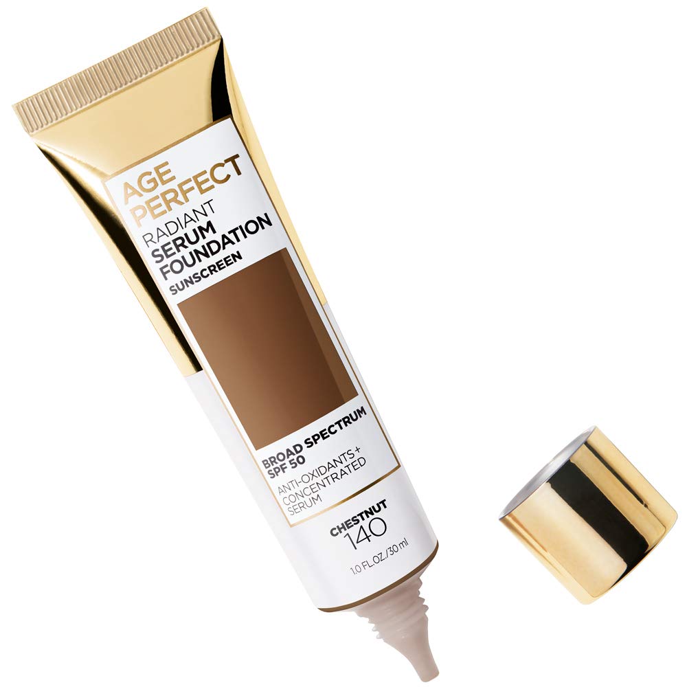 L'Oreal Paris Age Perfect Radiant Serum Foundation with SPF 50, Chestnut, 1 Ounce