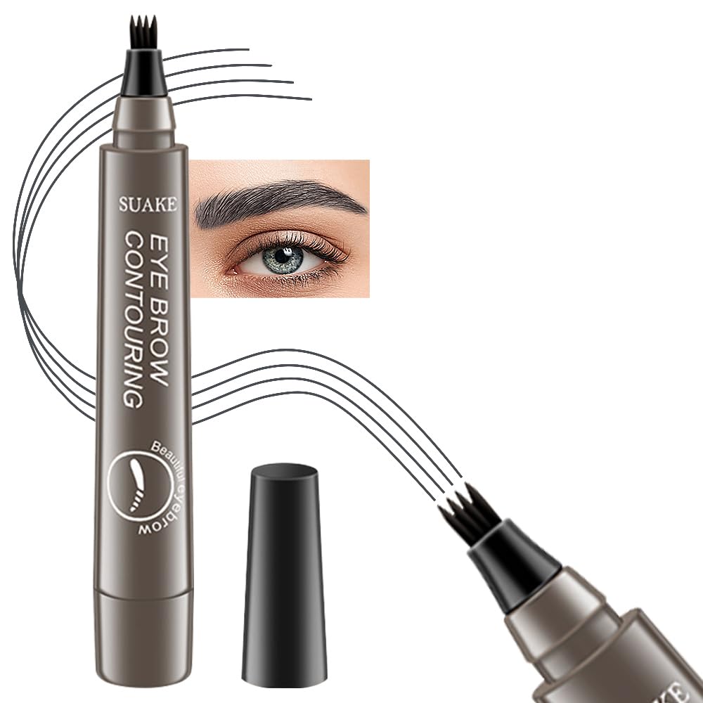 Kaely Eyebrow Pencils for Women, 4 Tip Magical Precise Waterproof Brow Pen, Microblading Eyebrow Contouring Pen, lapiz de cejas 3d Eye Brow Gel, 24h Smudge Proof,04 Grey