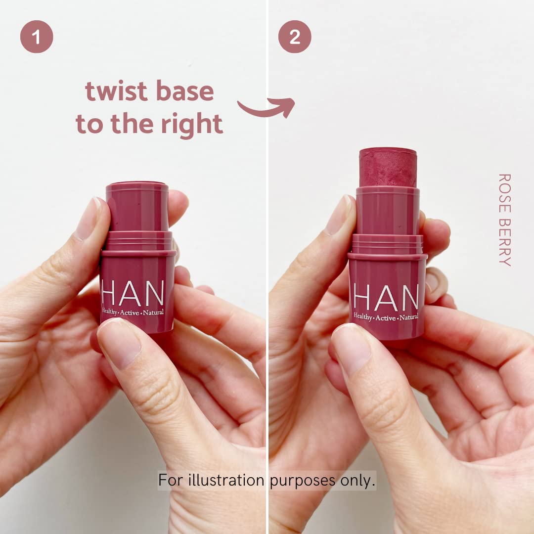 HAN Skincare Cosmetics Vegan, Cruelty-Free, 3-in-1 Multistick for Cheeks, Lips, Eyes, Bordeaux Glow | Large