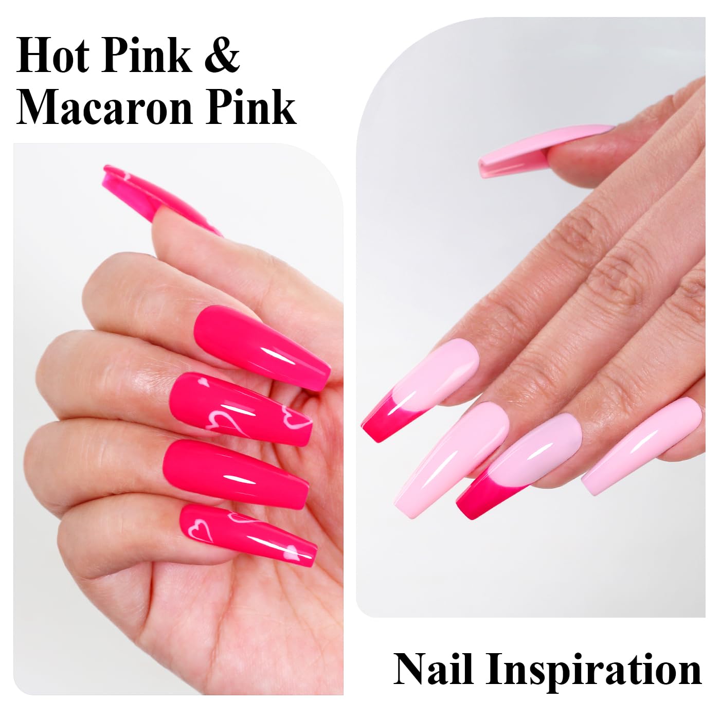 Imtiti Gel Nail Polish Kit, 2 Pcs 10ml Hot Pink & Macaron Pink Colors Gel Polish Soak Off UV LED Spring Summer Pink Gel Polish Nail Art Manicure Salon DIY Design Gel Nail Kit