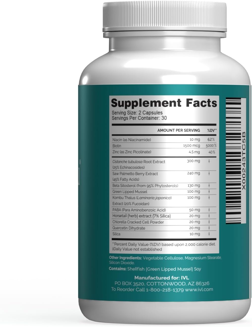 IVL - SeaNu Hair Vitamins Supplements - Hair Strength, Strand Thickness, Hair Growth - with Biotin, Vitamin B3, Zinc, Saw Palmetto Berry Extract, Green Lipped Mussel - Vitamin Hair Growth (1 Pack)