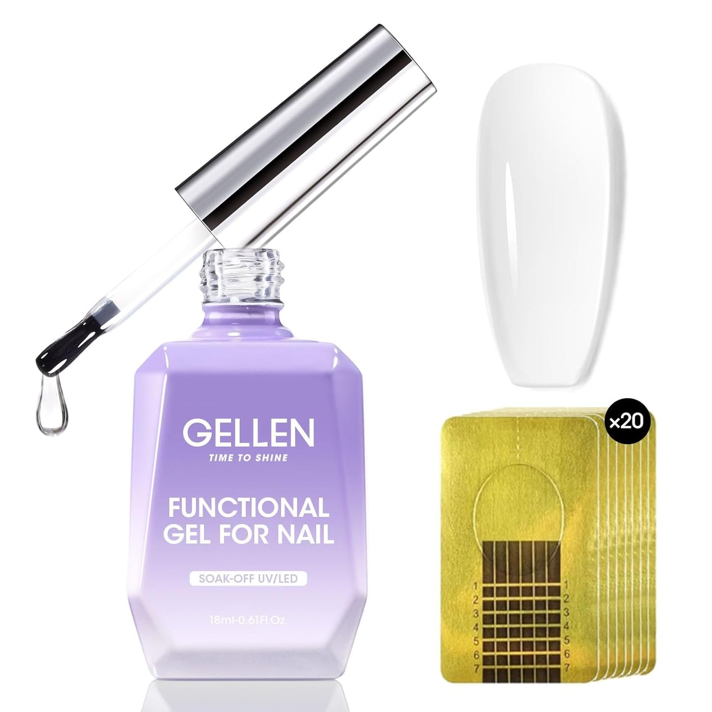 GELLEN 7 in 1 Builder Gel for Nails in a Bottle, 18ml Clear Builder Nail Gel for Nail Extension and Apex Building, UV Light Needed