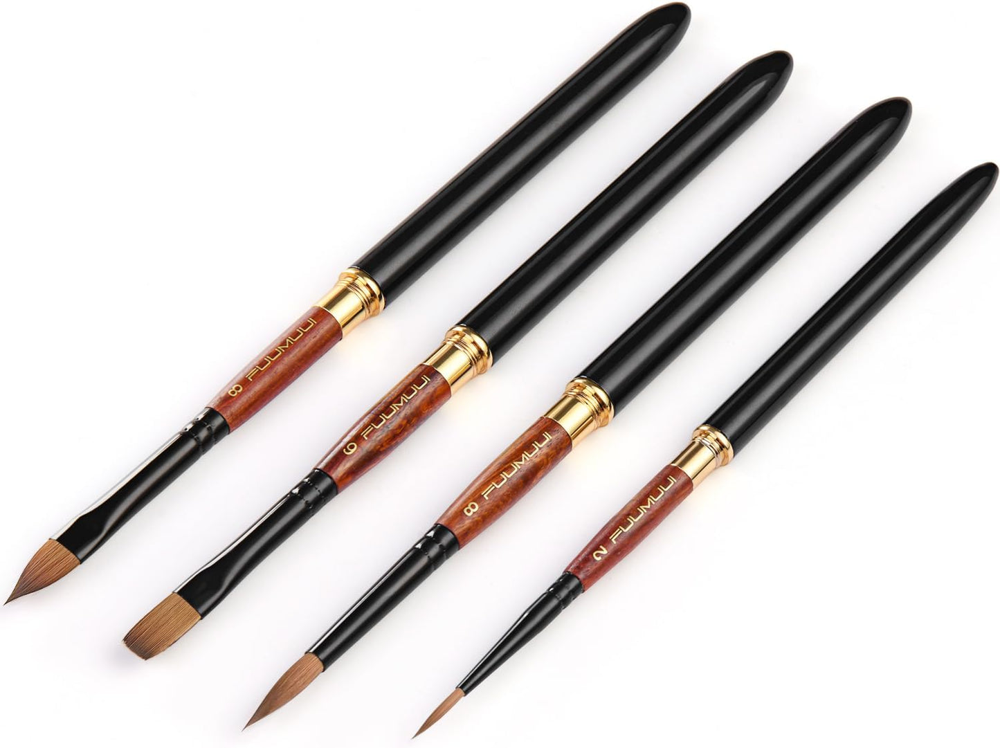 Fuumuui 4pcs Elegant Kolinsky Sable Watercolor Brushes - Travel Kit with Leather Pouch Perfect for Gouache Ink Painting