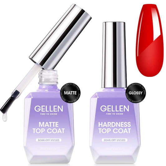 GELLEN Gel Top Coat, 18ml Matte Top Coat Gel & Glossy Top Coat Nail Polish Anti-scratch, Soak Off UV, No Wipe Clear Nail Polish, Super Glossy, DIY at Home Manicure Gifts