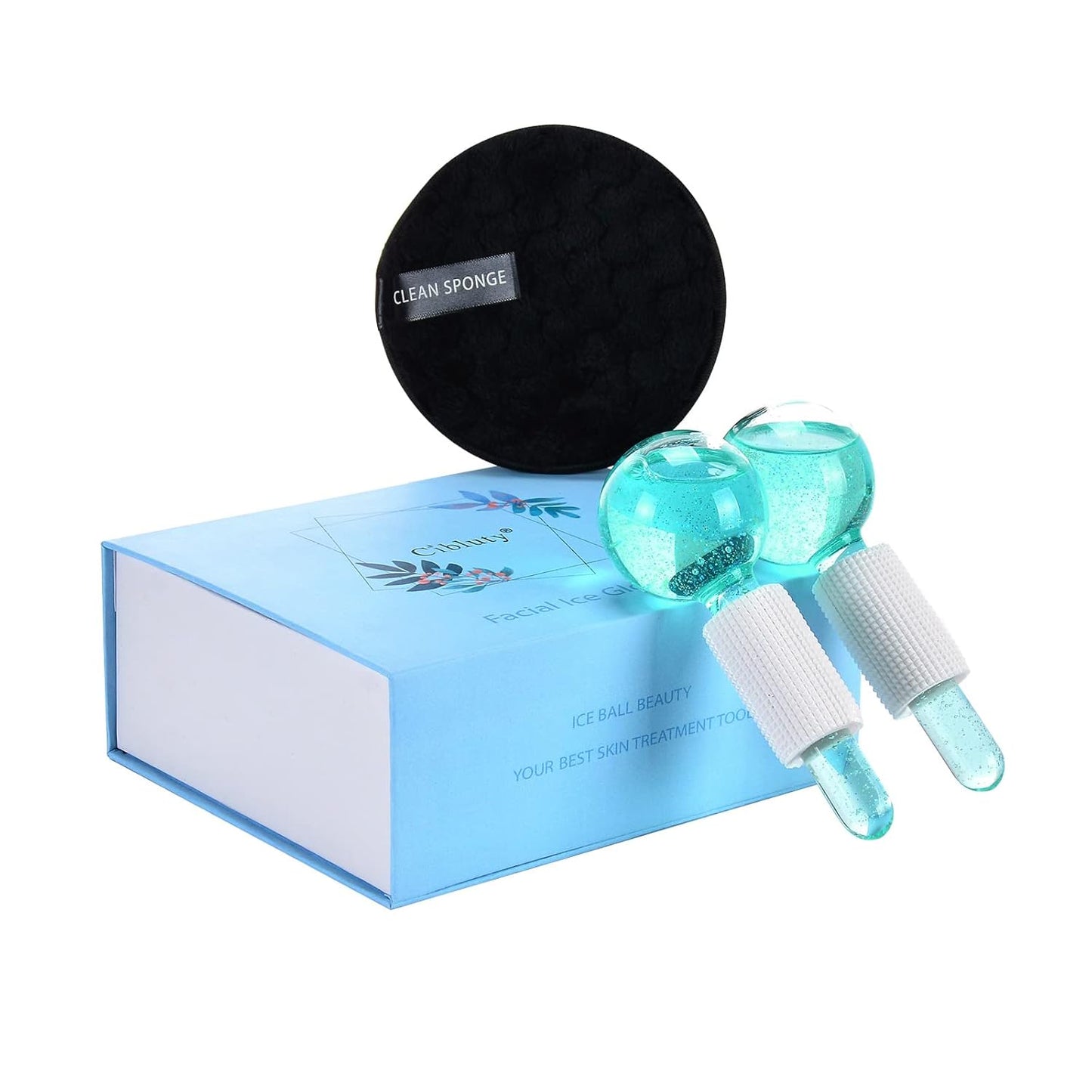 Ice Globes for Facials- Freezer Free Face Rollers with Essence for Daily Beauty Routines, Skin Massagers Globes Durable Quartz Glass for Reduce Puffiness Skin Cooling (Update Green)