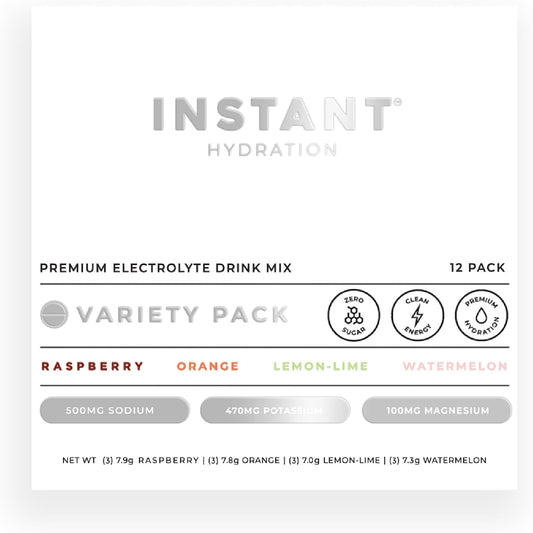 Instant Hydration Electrolytes Powder Packets - Variety Pack - Zero Sugar - Keto, Vegan, Gluten-Free, Non-GMO - Boost Recovery, Brain Function, Muscle & Tissue Health - 12 Sticks