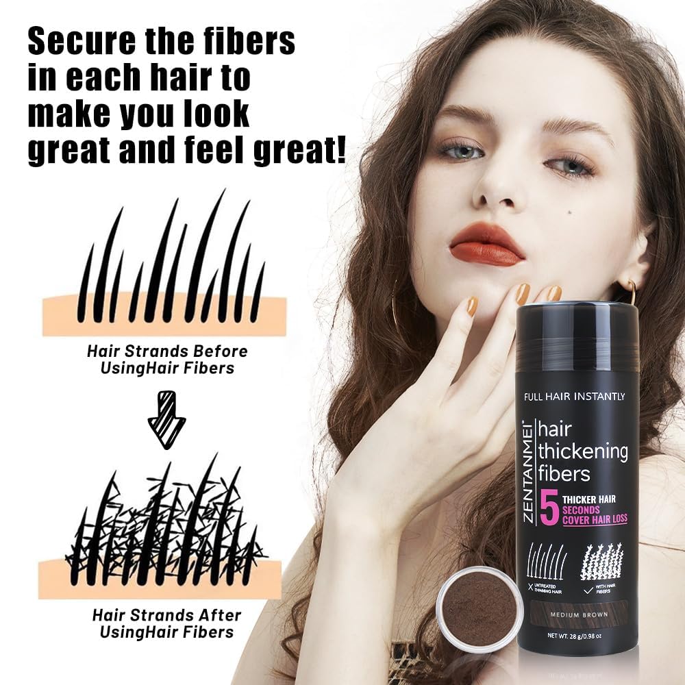 Hair Fibers for Thinning Hair for Women All-Natural Hair Building Fibers 0.98 Oz Hair Volume Powder Bald Spot Cover Up for Men & Women (Gray)