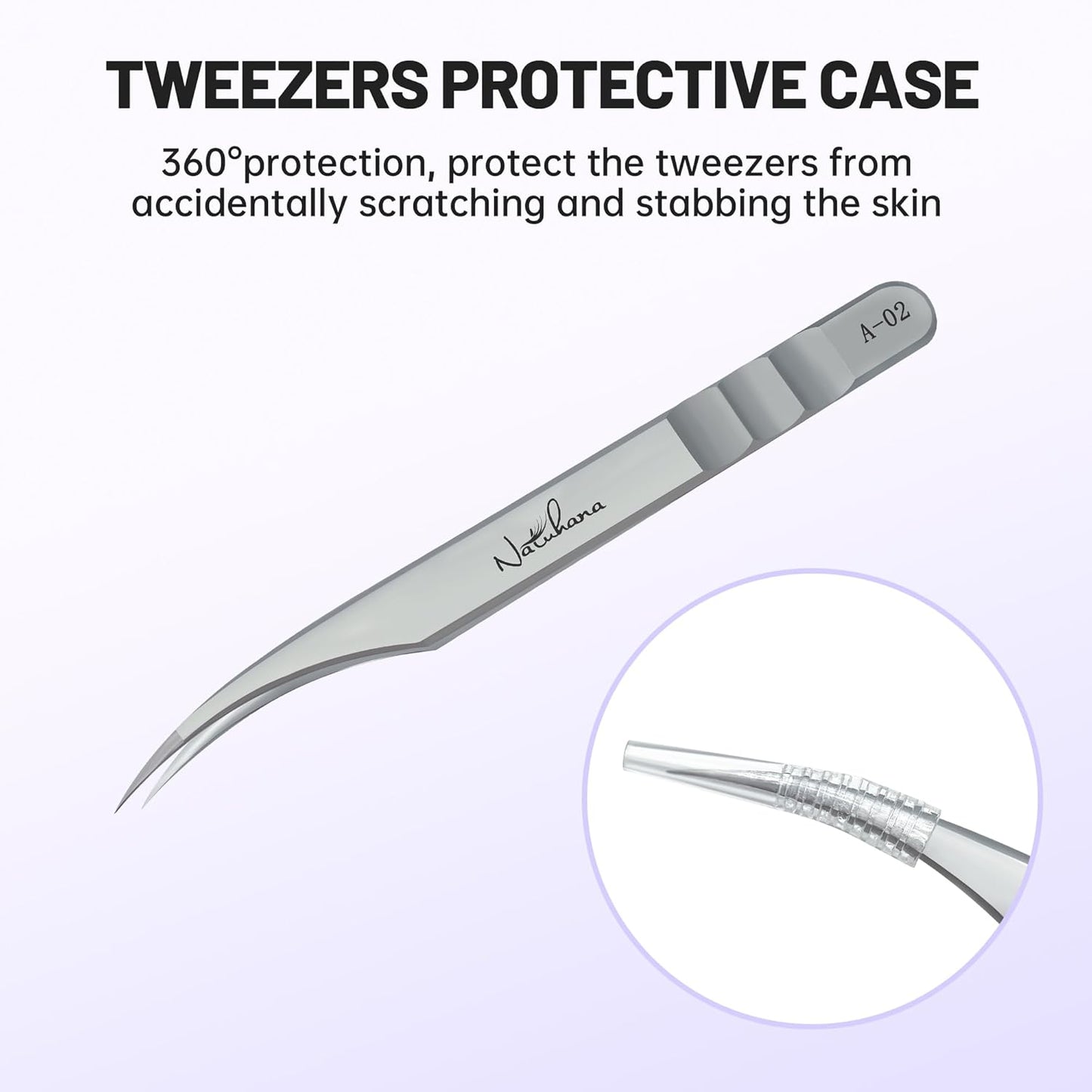 High Precision Lash Tweezers for Individual and Volume Eyelash Extensions Premium Stainless Steel Curved Fiber Tip Professional Isolation Tweezer