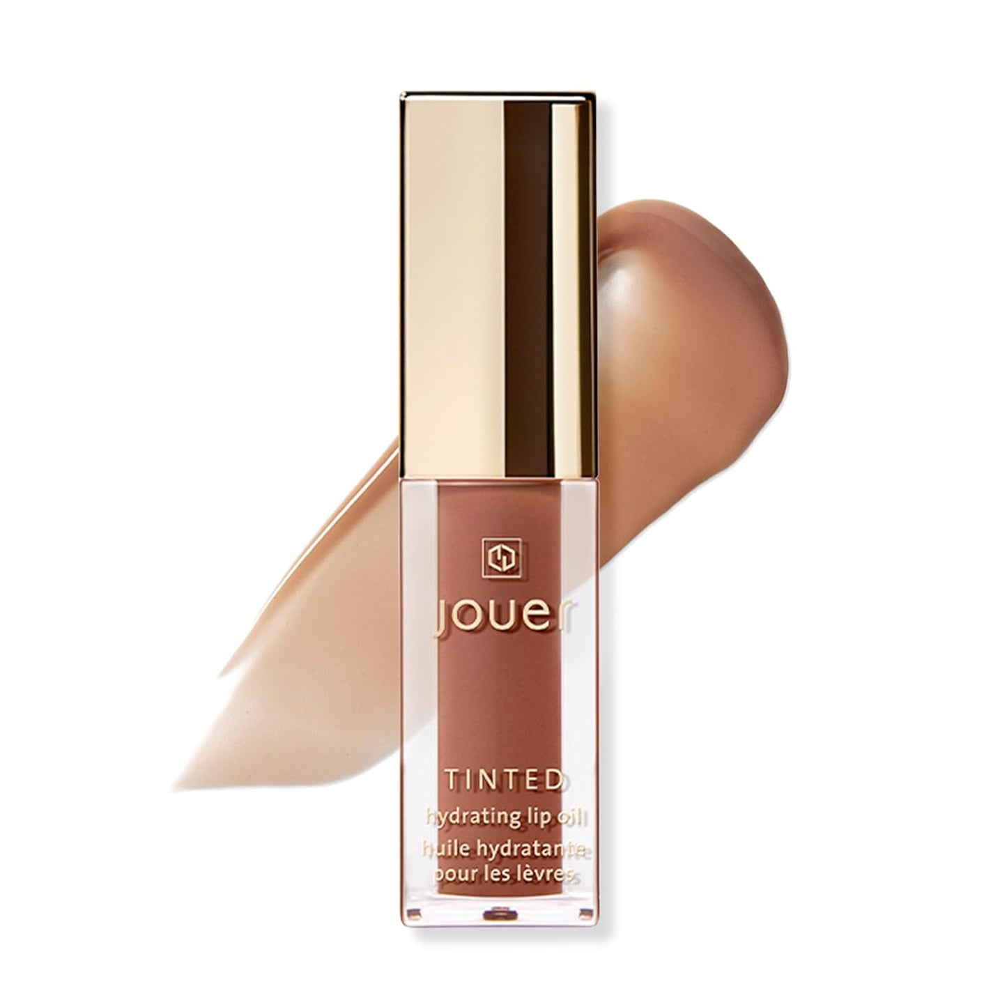 Jouer Essential Tinted Hydrating Lip Oil Gloss – Moisturizing Dry Lip Treatment Serum - Fragrance Free Tinted Lip Oil - Jojoba Seed Oil and Apricot Oil Formula