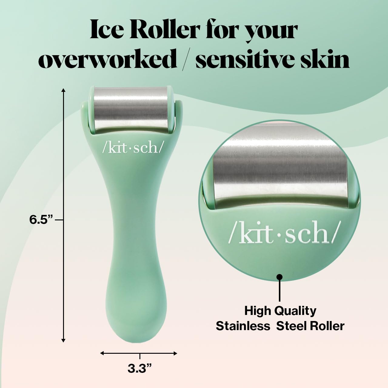 Kitsch Ice Roller for Face – Stainless Steel Face Ice Roller to Reduce Puffiness, Redness & Headaches – Cooling Facial Roller for Skin Care, Irritation Relief & Spa-Like Experience at Home - Mint