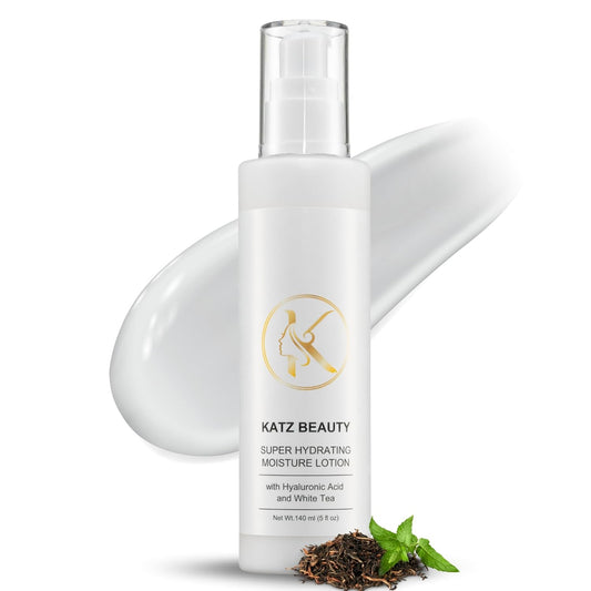 Katz Beauty Super Hydrating Moisture Lotion - Hyaluronic Acid & White Tea for Dry, Oily, Sensitive Skin, Non-Comedogenic Face Moisturizer, 5 fl oz