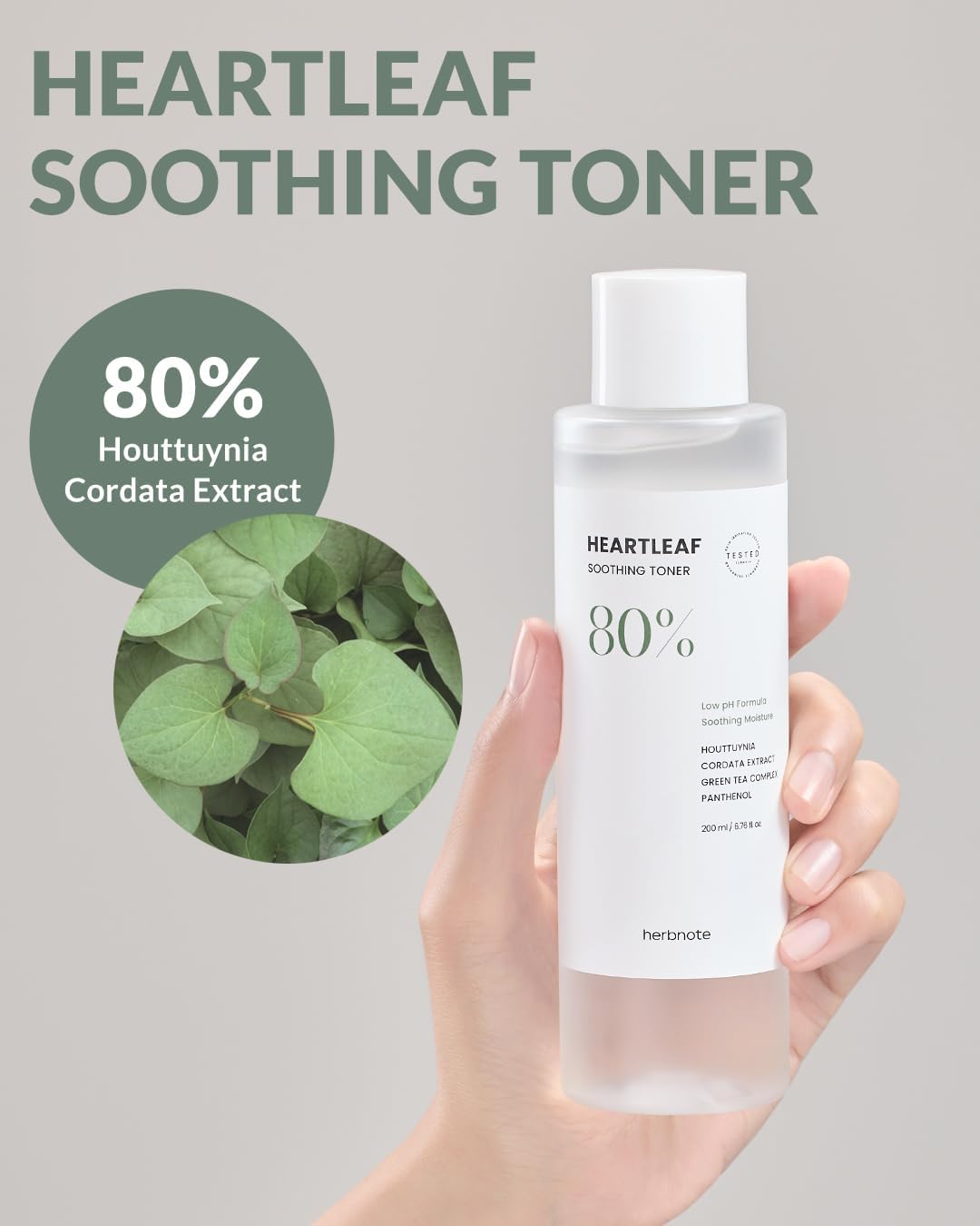 Heartleaf Soothing Moisture Toner - Low pH, 80% Heartleaf Extract, Enriched with Houttuynia Cordata & Green Tea, Clinically Tested, No Irritation - Ideal for Sensitive Skin, 6.76 f l. oz