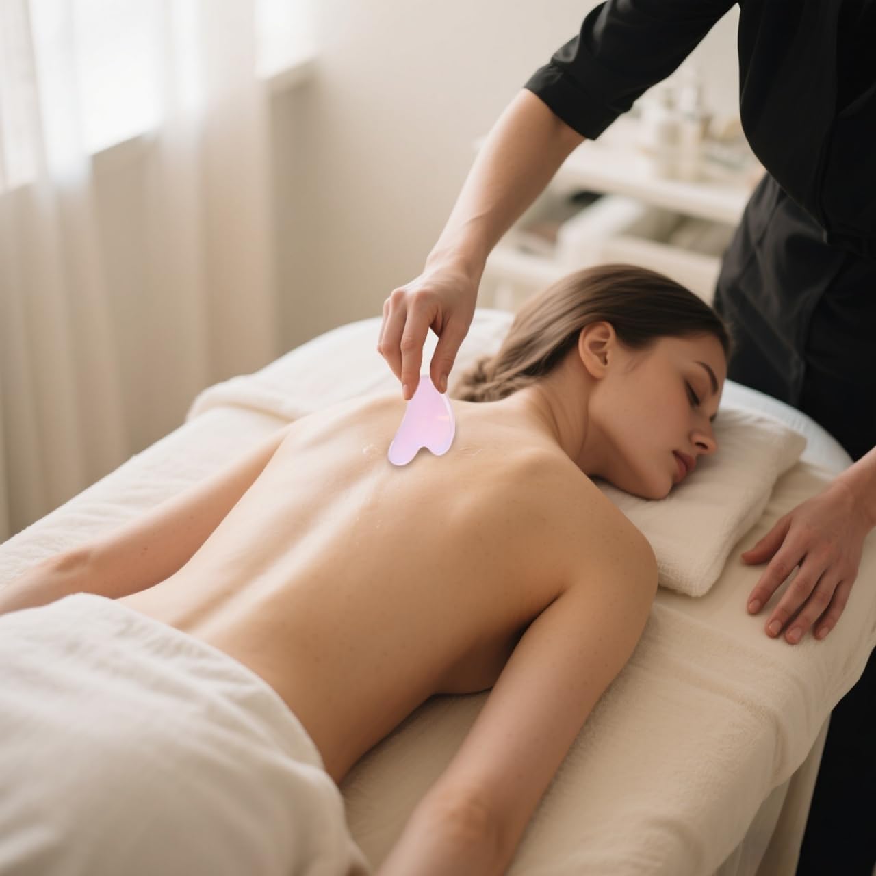 Jade Roller and Gua Sha Set, Face Massage Tools for Skincare,Facial Tools for Face, Neck, Eyes, for Enhanced Lymphatic Drainage, Self Care Gift for Men Women(Pink)