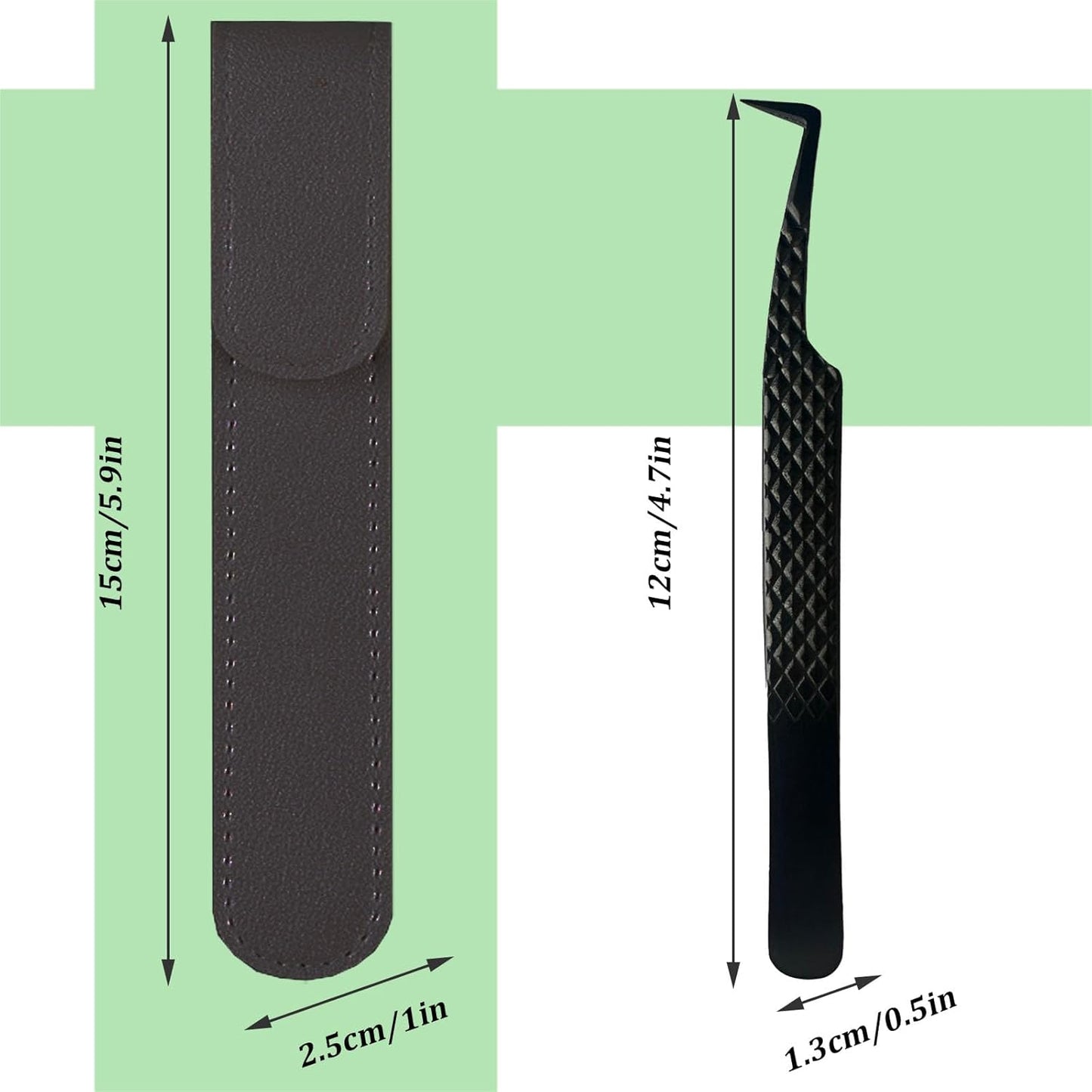 Lash Tweezers For Eyelash Extensions, Fiber Tip, Japanese Steel, Black, 90 Degree