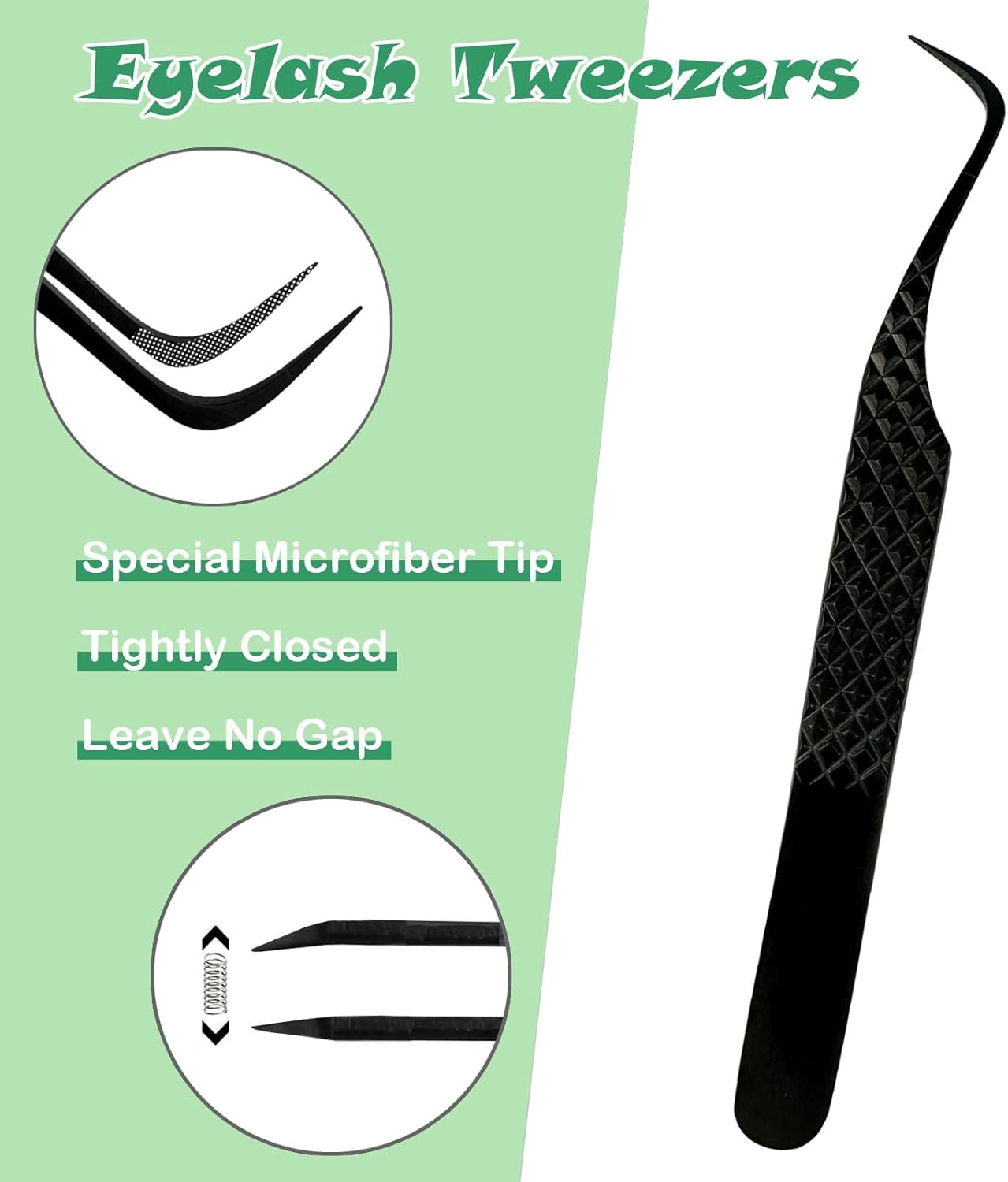 Lash Tweezers For Eyelash Extensions Fiber Tip Lash Tweezer Precision Professional Craft Tweezer, Japanese Steel (Black S-Curved Tweezer)