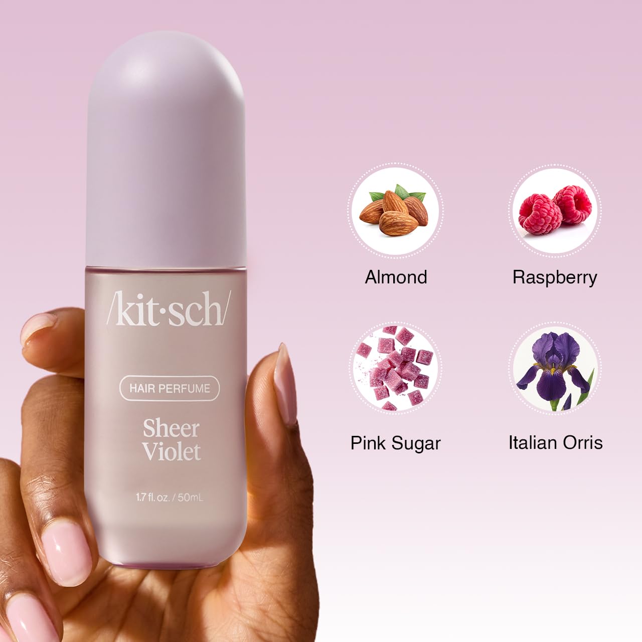 Kitsch Hair Perfume for Women - Sheer Violet | Clean, Deodorizing & Patented Odor-Eliminating Technology Hair Spray & Body Mist - Freshen Hair, Body & Pillows - Raspberry, Soft Musk Scent - 50mL