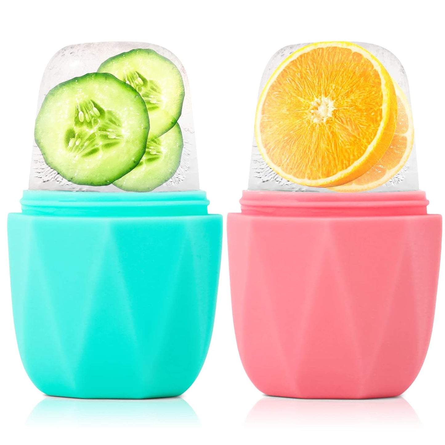 Ice Roller for Face, Qewro Silicone for Tone skin, Reusable Eye Puffiness Relief, Ice Roller Mold for Neck, Facial Roller to Remove Fine Lines Pores Anti Wrinkles (Pink)